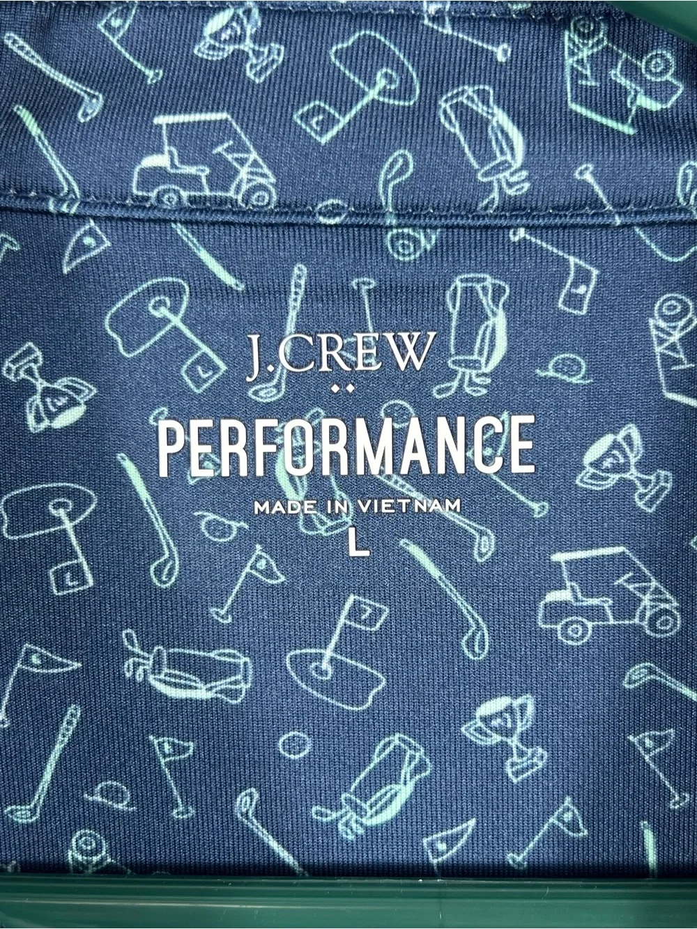 J. CREW MENS PERFORMANCE GOLF PRINT POLO shirt SS blue and mint size LARGE
